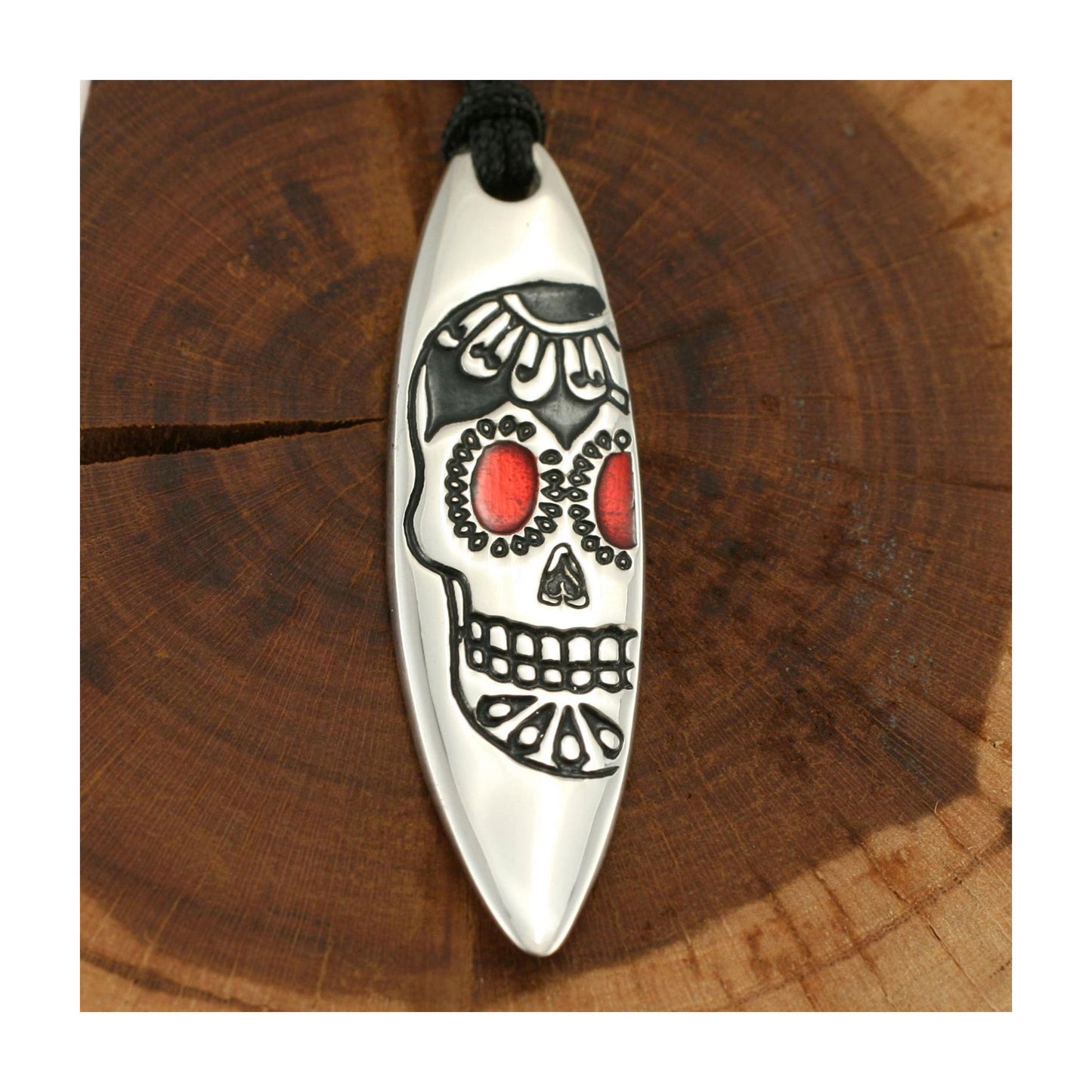 Silver+Surf Silber Schmuck Surfboard mit Totenkopf