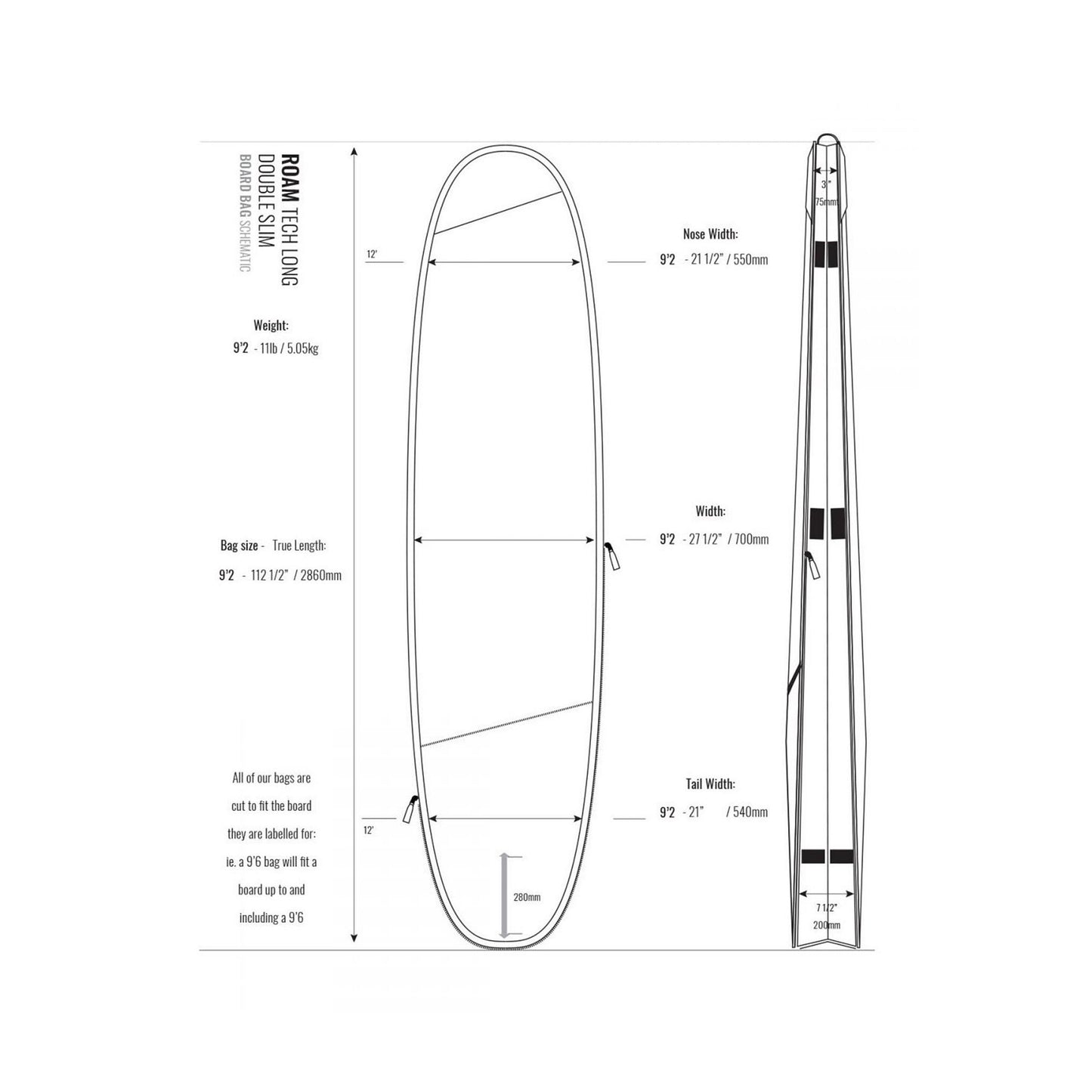 ROAM Boardbag Surfboard Tech Bag Doppel Long