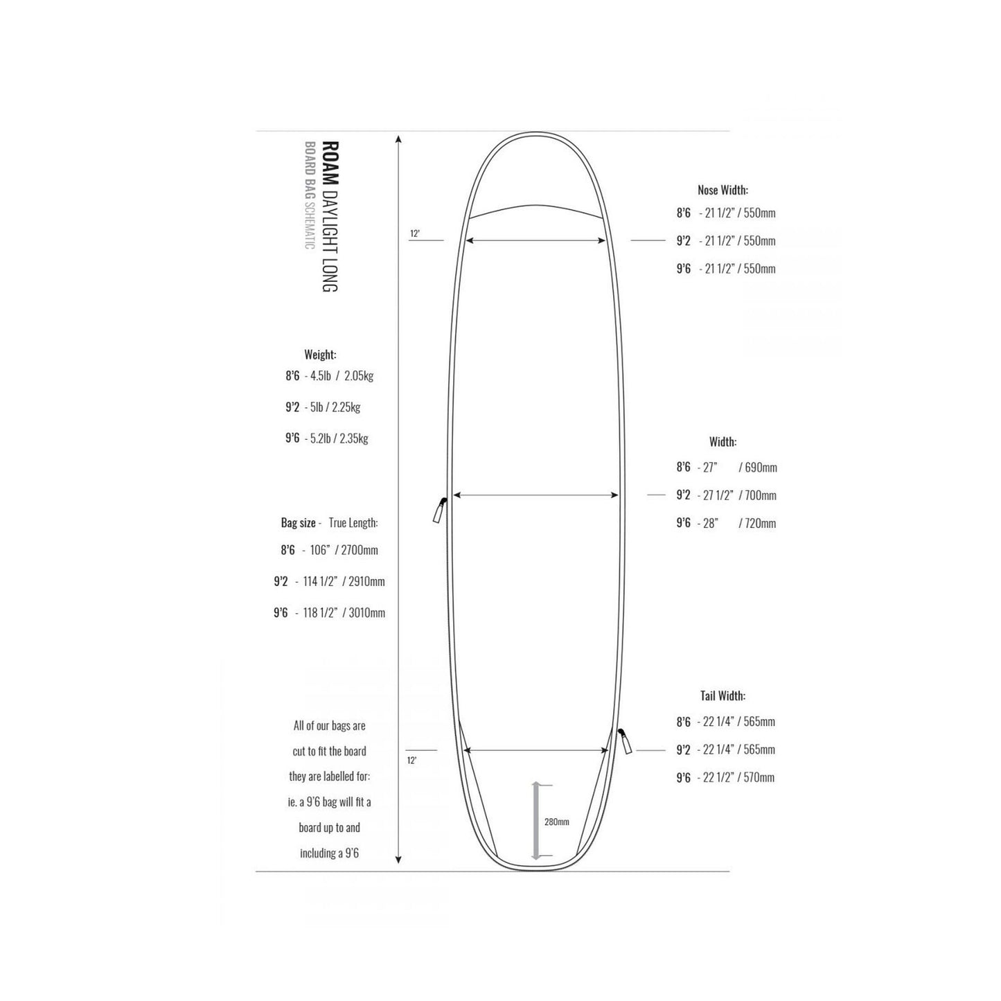 ROAM Boardbag Surfboard Daylight Long PLUS