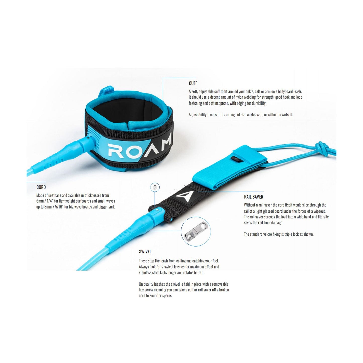 ROAM Surfboard Leash Comp