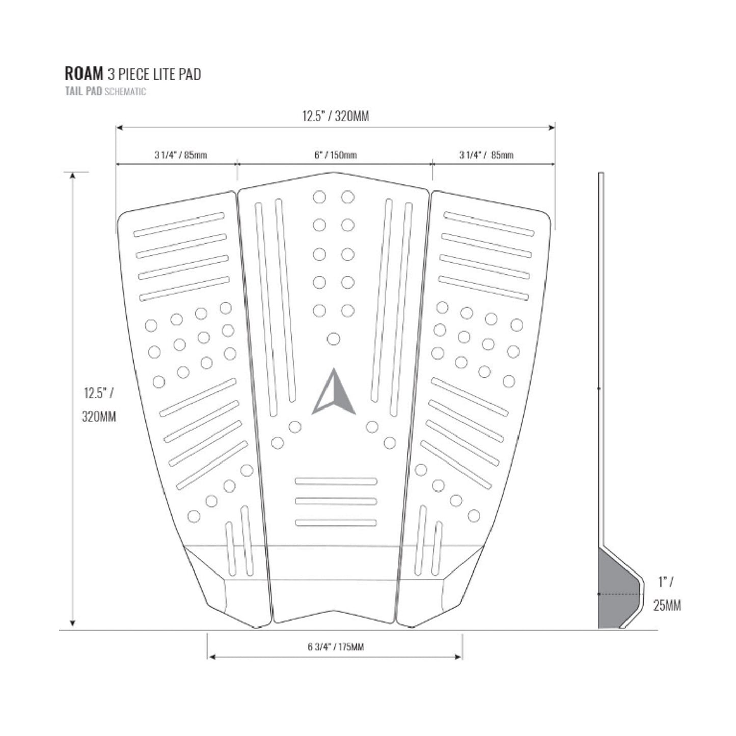 ROAM Footpad Deck Lite Traction Pad 3 tlg Schwarz