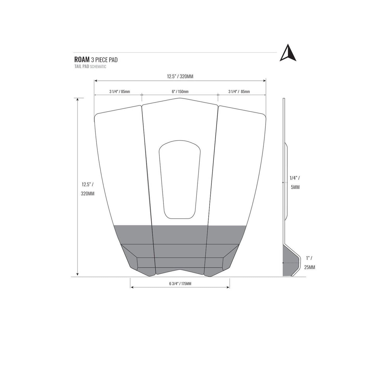 ROAM Footpad Deck Grip Traction Pad 3 tlg Grau